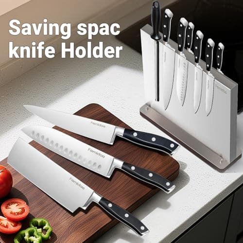 4PSC Knife Block Set With Magnetic Knife Block Holder, Ultra-Sharp Japanese Kitchen Knife Set, High-carbon Steel Chef Knife Sets With Full Tang Handle Design - Thumbnail 3