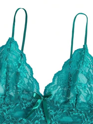 Rigeri Sexy Lingerie Set For Women Summer Nightwear Cami Shorts Teal 3XL - Thumbnail 2