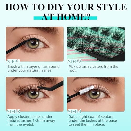 Lash Clusters 144Pcs Eyelash Extension Midnight Lashes Extensions Natural Cluster Lashes for Individual Eyelashes Extension by AMZGlRL(D-Mix8-16mm) - Thumbnail 5