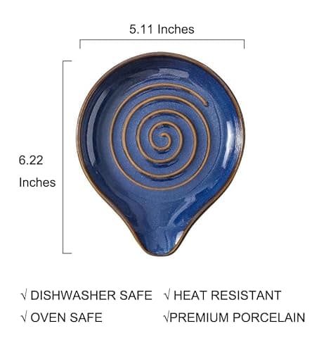 6-Inch Ceramic Spoon Rest - Heat Resistant, Non-Slip for Kitchen Utensils, Spoon Holder Stovetop, Dishwasher Safe - Elegant Spiral Design White, New Year Housewarming Gift - Thumbnail 2