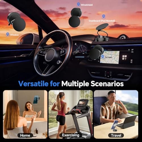 Miedecdel Magnetic Phone Holder for MagSafe, 360° Adjustable Car Phone Mount with 96+LBS Strongest Suction & 2800gf Strongest Magnetic for Dashboard/Gym/Mirror, Compatible with iPhone & Android - Thumbnail 2