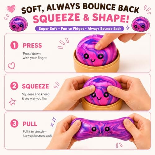 Marble Pink Dumpling Squishies, Colorful Squishies Dumplings, Cute Bao Squi-shys with Steamer Box, Surprise Dumpling Stress Ball, Soft Fidget Sensory Squeeze Desk Toy Gift - Thumbnail 6