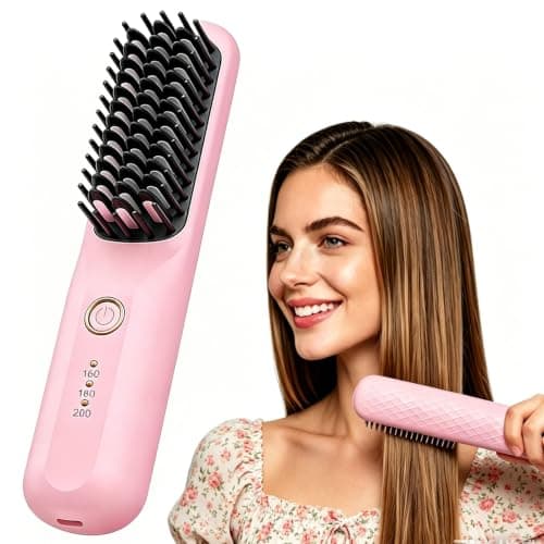 Quick Styling Cordless Heated Straightening Brush – 2026 Upgraded Version, Perfect for Travel, Business, Outdoor Shooting, On-the-Go Quick Frizz Taming, Ionic & Ceramic Hair Care, No Hair Damage