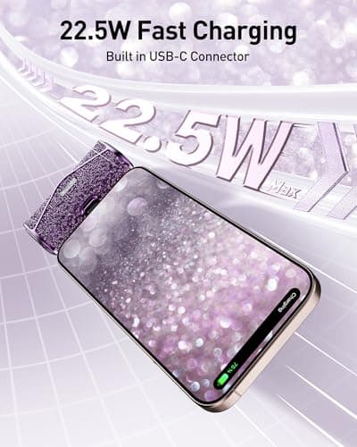iWALK Upgraded Sparkly Portable Charger 22.5W, 5000mAh Power Bank for iPhone 17/16/15 Series, Mini Battery Pack with Built-in USB-C Connector Compatible with Samsung S25/24, iPad Pro/Air, AirPods - Thumbnail 5