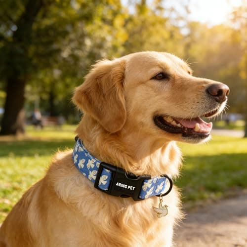 ARING PET Peace Dove Dog Collar, Cute Blue White Bird of Peace Pigeon Pet Collars for Puppy Small Medium Large Boy Girl Dogs-S, for Daily Outdoor Walking Training - Thumbnail 4