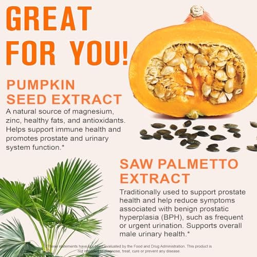 Pumpkin Seed Oil with Saw Palmetto Softgels, Cold-Pressed with Essential Fatty Acids & Phytosterols, Prostate Support Supplement for Men, Urine Balance, No Burps, Non-GMO, Gluten-Free, Pure & Natural - Thumbnail 5