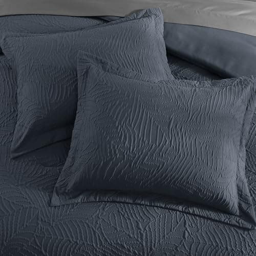 Geniospin Twin Comforter Set - 5 Pieces Blue Gray Textured Bed in Bag, Twin Bedding Sets with Comforter, Sheets, Pillowcases & Shams, All Season Blue Gray Bedding - Thumbnail 6