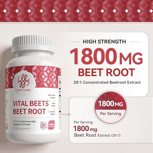 Beet Root Capsules 1800mg Heart & Cardiovascular Support 20:1 Extract - Thumbnail 2
