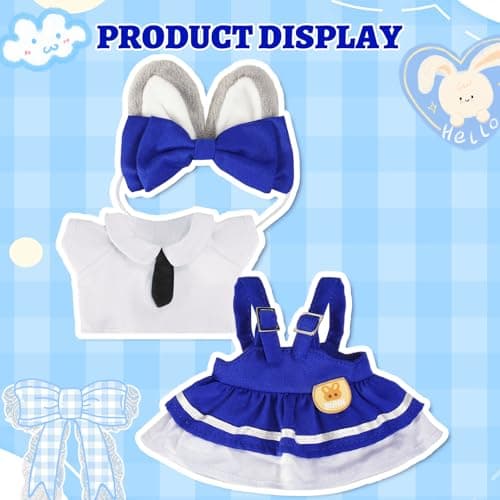 2PCS Bunny Police Doll Outfit Set Blue Shirt and Cap for 15-17cm 4 Inch Blind Box Animal Dolls - Thumbnail 5