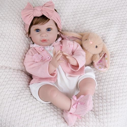 Milidool Reborn Baby Dolls Girl, 22 inch Soft Body Lifelike Realistic Newborn Baby Girl Real Life Baby Dolls with Gift Box Feeding Toy Accessories Set,Gift for Grandma and Kids 3+ - Thumbnail 6