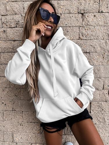 STOLKISS Women’s Casual Solid Hoodies Classic Long Sleeve Loose Sweatshirts Crew Neck Lightweight Pullover Tops with Pockets - Thumbnail 2