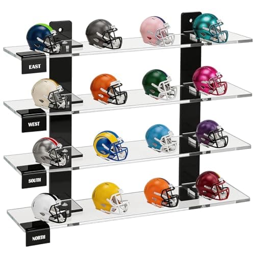CHEPULA Wall Mount Mini Football Helmet Display Rack, Clear Acrylic Pocket Helmet Storage Stand with Hardware, Ideal Gift for Sports Fans, 11.81" x 10.6" x 2.83"(Clear) - Image 1