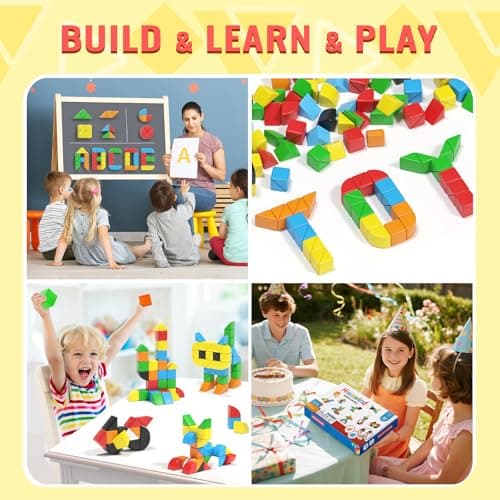 Hiwawind 56 PCS Magnetic Blocks, 1-Inch Isosceles Triangles & Quarter Circles, Montessori STEM Sensory Toys for Kids Ages 3-6, Christmas & Birthday Gift for Boys Girls - Thumbnail 5