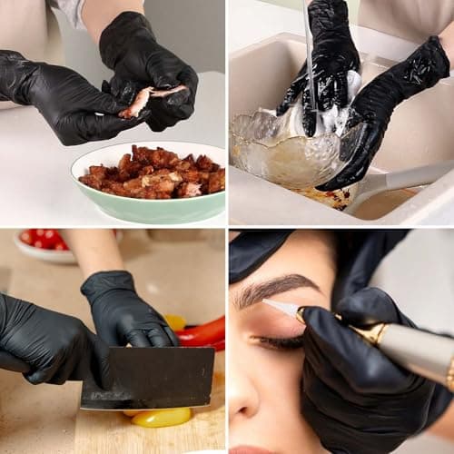 LikGuest Black Nitrile Disposable Gloves, Latex-Free, Powder-Free, 4 Mil, Chemical & Puncture Resistant, Food Safe, Industrial & Household Use,100-Count (Small) - Thumbnail 4