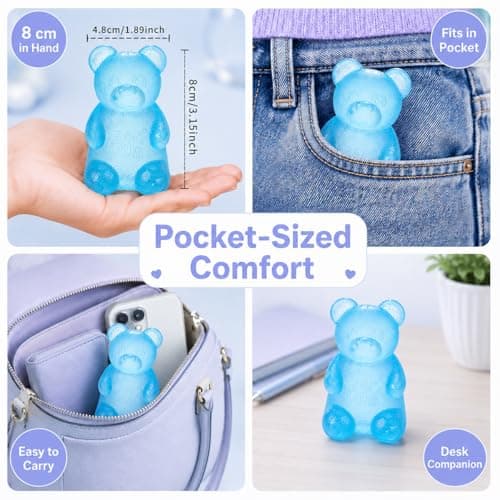 Zhgood Bear Squishy Fidget Toys,Slow Rising Stress Ball for Anxiety Stress Relief,Squishies Sensory Toy for Adults Kids Teens,Blue Squeeze Toys for Classroom Prize, Birthday Gifts Party Favors - Thumbnail 6