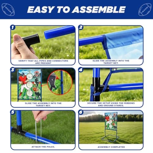 Football Target Toss Toy and Game Set, Outdoor Lawn Games, Indoor Football Throwing Target Toy with 4 Footballs Family Party Fun Sports Toy for Kids Boys Ages 3-8 8-12 - Thumbnail 4