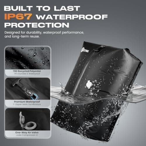 Vacuum Bags for Travel with Wireless Pump, IP67 Waterproof, Reusable Space Saver Travel Essentials Compression Bags for Backpack, Suitcase, Home Storage(3 Pack + Pump) - Thumbnail 5