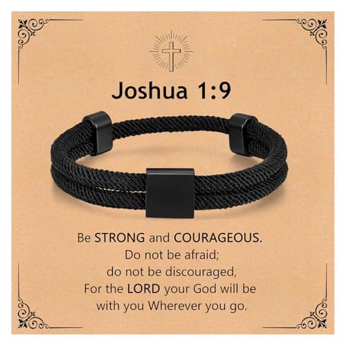 VNOX Rope Bracelet for Men Boy - Christian Scripture Bible Verse Rope Joshua 19 Rope Bracelets Religious Gift for Teen Boys Kids Teenage，Mens Faith Easter Birthday Christmas Jewelry Gifts - Image 1