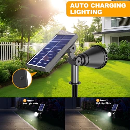 APOMAO Solar Spot Lights Outdoor, 36 LEDs 1000LM Adjustable Solar Lights Outdoor Waterproof, 2-in-1 Solar Powered Spotlights Landscape Lighting for Garden, Yard, Pathway- 4 Pack (Cool White) - Thumbnail 4