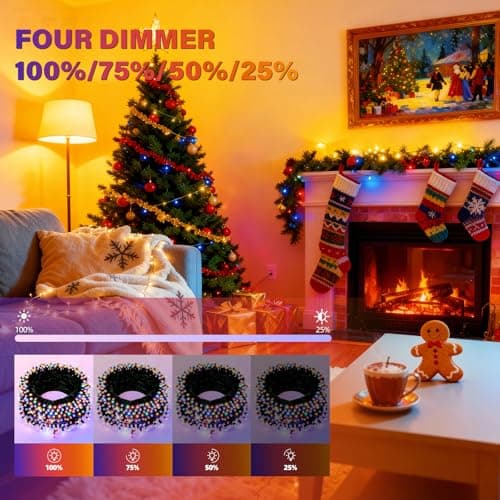 AHAWILL String Lights for Christmas Decor,LED RGB Classroom Lights, Waterproof Fairy Lights Indoor for Christmas Decor,Dimmable,8 Modes,Valentine's Day Home Decorations (83ft) - Thumbnail 3