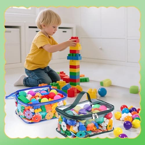 4 Packs Clear Toy Storage Bags, Colorful PVC Waterproof Toy Organizer with Zip Reusable Bags for Building Blocks, Board Game, Puzzles, Kids Books, Stationery - Thumbnail 4