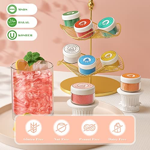 Edible Glitter for Drinks - Edible Shimmer for DIY Wine Cocktails Champagne Beverages Food Grade 8 Colors Coloring Glitter Dust 4g /Bottle - Thumbnail 3