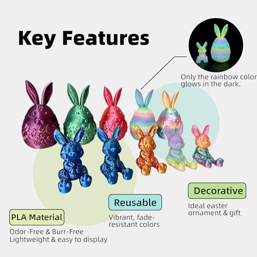 JimZePong 3D Printed Easter Eggs with Bunny Inside, Prefilled Easter Bunny Egg Alternative, 3D Printed Articulated Rabbit Surprise Egg for Easter Hunt, Baskets & Spring Decor (1Egg，1Bunny) - Thumbnail 5