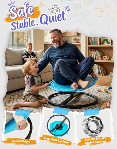 Oranmew Turtle Spinning Chair for Autistic Kids – Sensory Spinning Toy, Spin Chair for Kids Autism, Sensory Swivel Seat for Balance, Coordination, Focus & ADHD Support, Autism Sensory Products (Blue) - Thumbnail 5
