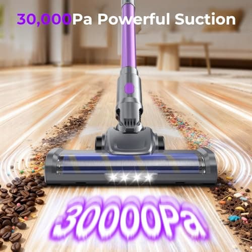 Cordless Vacuum Cleaner, 30Kpa Vacuum Cleaners for Home, Stick Vacuum with LED Display, 2 Roller Brushes for Anti-Tangle & Hard Floor, 6 in 1 Lightweight Vacuum for Hard Floors Carpet Pet Hair - Thumbnail 3