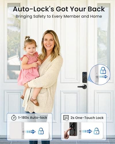 IBLOG Smart Lock with 2 Lever Handle Set, Fingerprint Keyless Entry Door Lock Front Door App Control, Electronic Touchscreen Keypad Deadbolt, Auto Lock, IP54 Waterproof, Easy Install Built-in Doorbell - Thumbnail 5