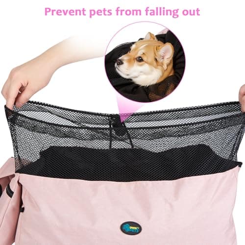 Ownpets Pet Dog Sling Carrier Bag Adjustable Padded Strap Dog Hand Free Safe Mesh Pet Carrier for Small Medium Dog Cat (Pink) - Thumbnail 5