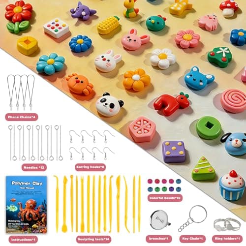 Ixiaoyoo 60 Colors Polymer Clay, DIY Modeling Clay Starter kit for Kids, Oven Baked Model Clay Art & Crafts Toys with Sculpting Tools, Non-Sticky, Birthday & Christmas Gift for Kids & Adults Artists - Thumbnail 4