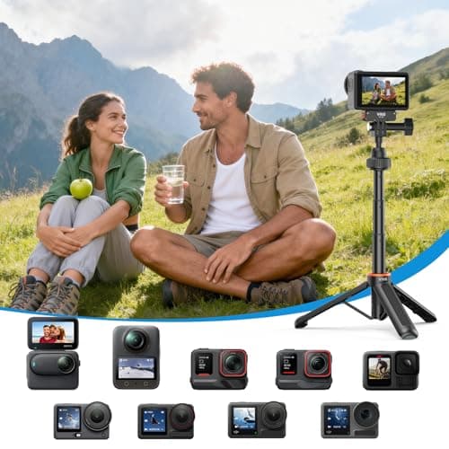VRIG 40cm/15.7" Telescopic Action Camera Selfie Stick Tripod, AC-80 Lightweight & Portable Vlog Handle Grip for DJI Osmo Action 6/Nano/ 5 Pro/ 4, Insta 360 Ace Pro 2/ Ace, Go Pro Hero 13/12, More - Thumbnail 6