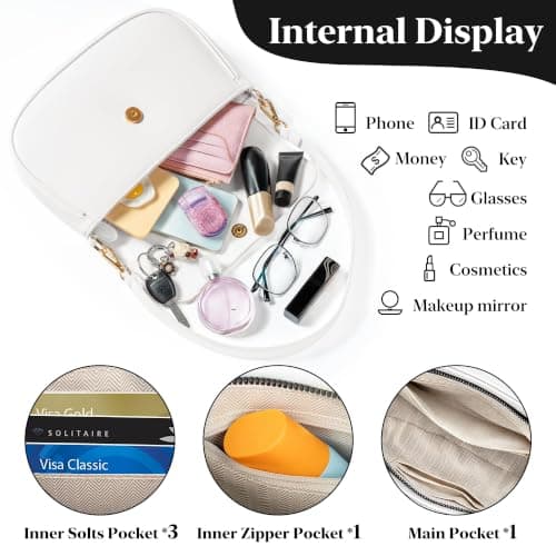 Purse for Women with 2 Removable Straps, Tote Handbag Shoulder Bag, Magnetic Snap & Zipper Closure - Thumbnail 4