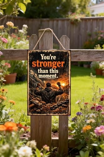 Vintage Tin Sign - You’re Stronger Than This Moment – Motivational Metal Art Poster for Home, Office, Gym, Workshop – Inspirational Quote for Resilience & Strength – 8x12 Inch - Thumbnail 2