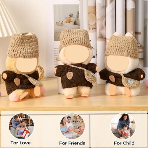 Clothes for Blind Box Dolls, Premium 3-Piece Handcrafted Crochet Doll Clothes Suitable for 15-17CM Plush Blind Box Doll Accessories Set Outfit (Knitwear) - Thumbnail 6