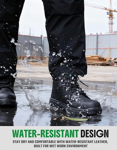 SKPRO Men's Steel Toe Work Boots, Lightweight Industrial Boots (Black, 10) - Thumbnail 4