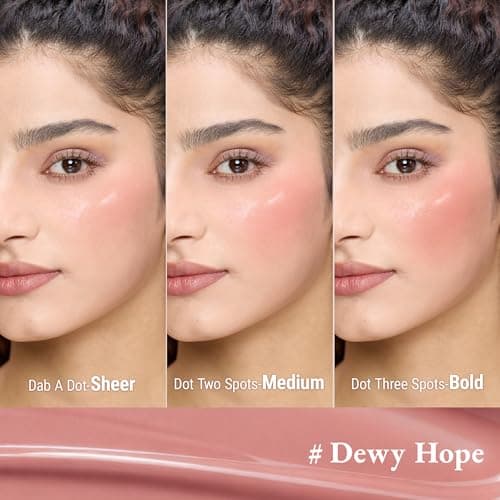 Exmiloo Liquid Blush for Cheeks, Lightweight Liquid Blush for a Natural Look, Buildable & Smooth Sheer Dewy Finish, Vegan & Cruelty-Free, Dewy Hope - Thumbnail 4