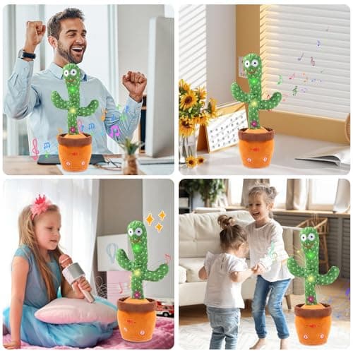 MIAODAM Dancing Talking Cactus Toy for Boys & Girls Ages 1-3, Interactive Plush Toy that Sings, Repeats Voice, with 10 Songs, LED Lights, Volume Adjustable, Ideal Gift for Toddler - Thumbnail 6