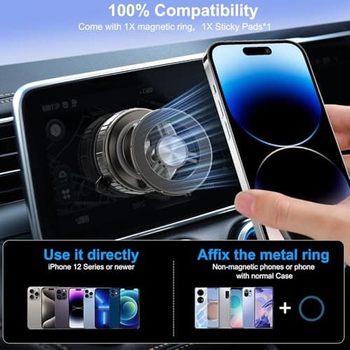 HUGSEE 2026 New Vacuum Magnetic Phone Holder for Car, Magsafe Car Mount for Car/Gym/Mirror/Smooth Surface, Compatible with iPhone Android and All Smartphones(G518) - Thumbnail 4