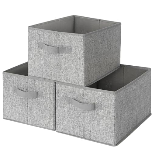 GRANNY SAYS Storage Baskets for Shelves, Closet Storage Bins with Handles, Fabric Organizers and Storage Bins, Storage Boxes for Clothes, Gray, Medium, 3-Pack - Image 1