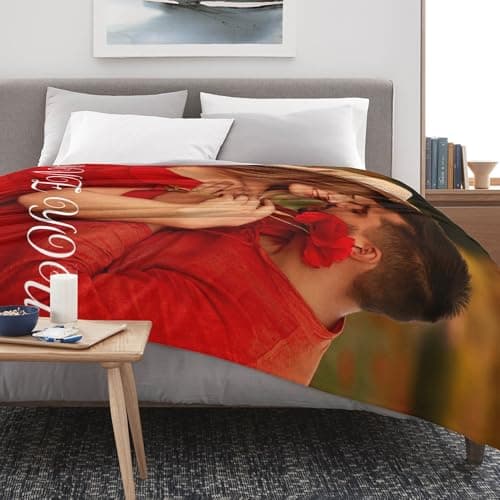 Personalized Love for Couple Girlfriend Boyfriend Birthday Christmas Custom Blanket with Picture Customized Memories Souvenir with Wedding Photos Valentines Day Gift for Wife - Thumbnail 4