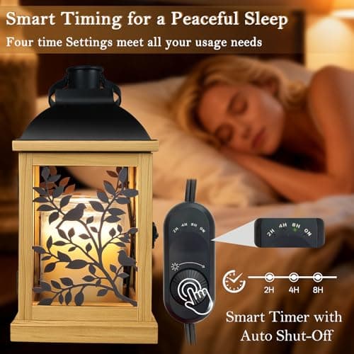 Candle Warmer Lamp, with Timer and 2 Bulbs Dimmer Farmhouse Lantern for Top-Down Adjustable Candle Warmer, Electric Lamp for Jar Candles, Auto Shut Off Home Decor Gift for Women (Handmade Wood) - Thumbnail 5