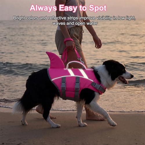 Dogcheer Shark Fin Dog Life Jacket, Adjustable Dog Harness Life Vest for Swimming Boating, Reflective Puppy Swim Vest Pet Flotation Device for Small Medium Large Dogs -Pink, XS - Thumbnail 5