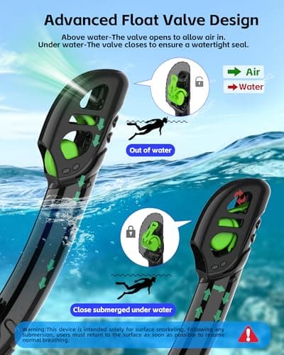 Freela Adult Dry Snorkel Set Scuba Diving Mask with Nose Cover for Men Women Youth, Safety Tempered Glass 180° Wide View, Anti Fog No Leak Mirrored Orange Len Snorkeling Gear for Swimming, Diving - Thumbnail 5