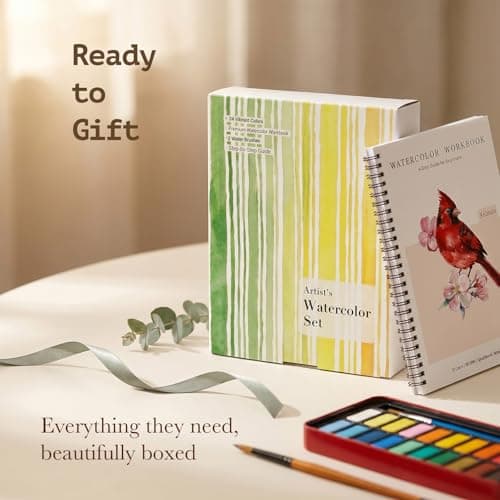 Rurolo Watercolor Workbook for Adults & Beginners - Spiral Bound Kit with 24 Paint Colors, Brushes & 300GSM Paper - Step-by-Step Animal Painting Guide for Stress Relief & Relaxation (6.5x9) - Thumbnail 3