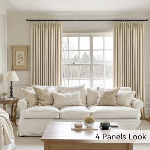 HushLoom Pinch Pleated Full Blackout Curtains for Bedroom & Living Room, Lightweight Thermal Insulated Blackout Window Curtains & Drapes 95 Inches Long, 2 Panels Set(40" W x 95" L, Cream) - Thumbnail 2