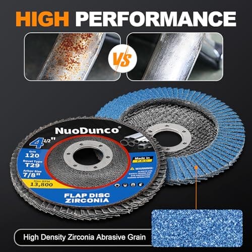 NuoDunco 120 Grit Flap Discs 4 1/2 x 7/8-Inch for Angle Grinder Sanding Disc Wheel,T29 Zirconia Grinding Wheel for Stainless Steel, Sheet Metal,Wood (10 Pack) - Thumbnail 3