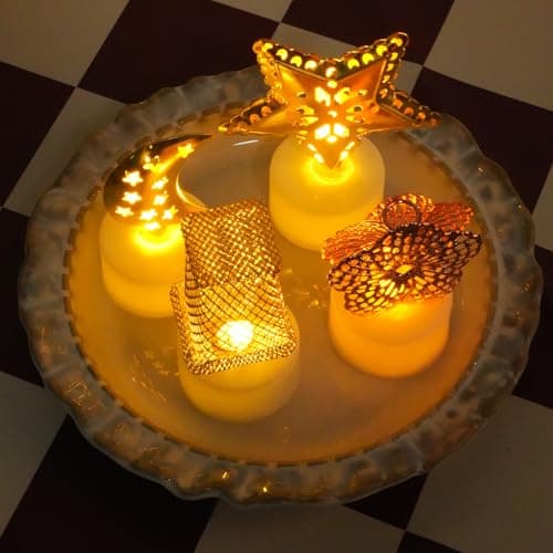 HAIDOLIANG 6PCS Flower Tea Lights Candles(Ironwork) - Thumbnail 5