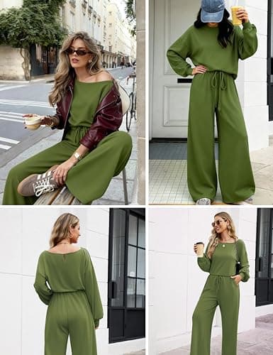 GAMISS St patricks Day Outfit Spring Jumpsuit for Women 2026 Long Sleeve Airport Travel Outfit Casual Dressy Rompers Green M - Thumbnail 3